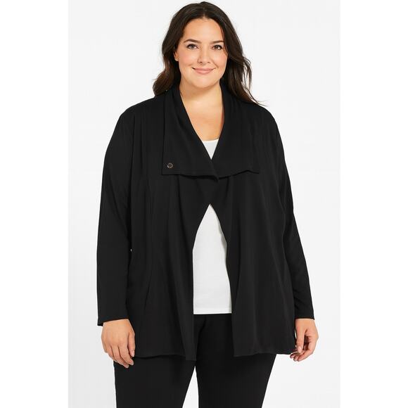 Eileen Fisher High Collar Jacket Size 2X Black Organic Cotton Classic Mature NWT - Picture 9 of 16